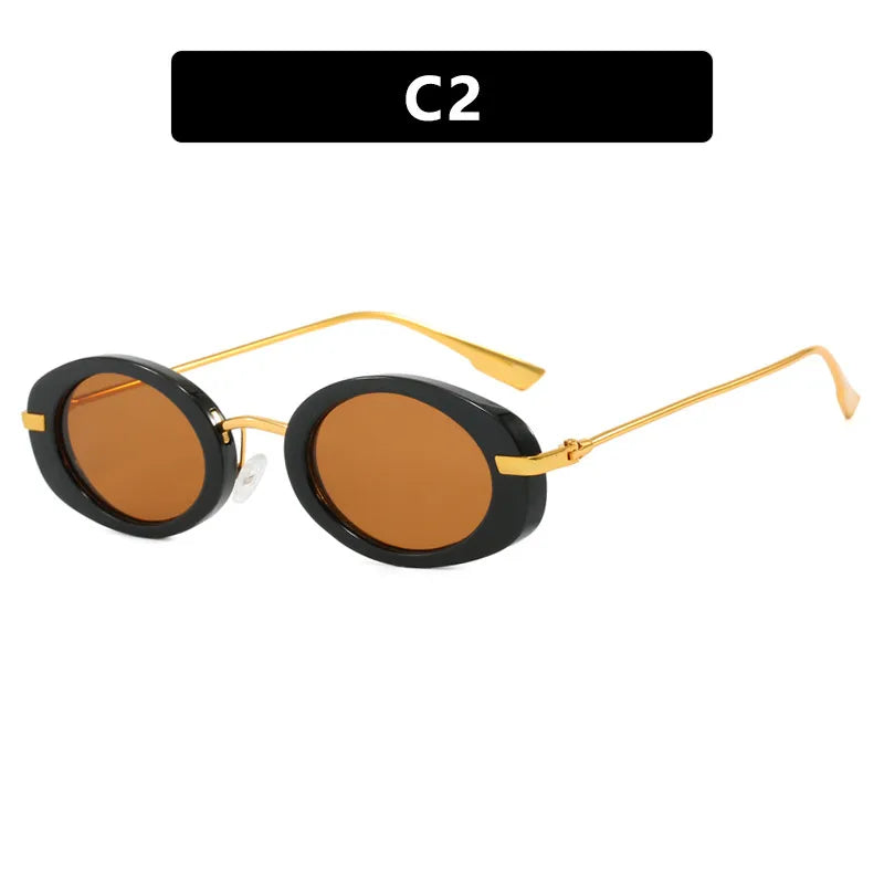 Vacation Simple Style Solid Color Pc Oval Frame Full Frame Women's Sunglasses