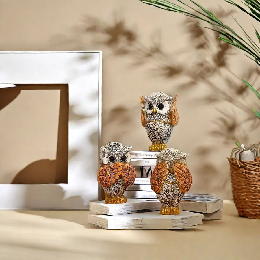 Cartoon Style Cute Owl Resin Ornaments Artificial Decorations