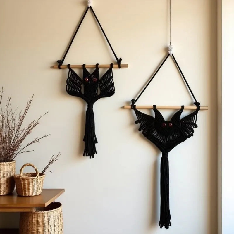 Handwoven Bat Tapestry Halloween Wall Decorations Living Room Children's Room Bedroom Wall Decor Cotton Material
