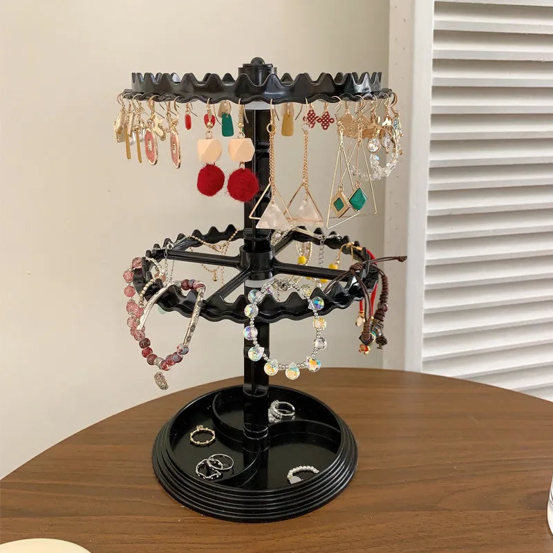 Multi-Layer Rotating Earring Storage Rack Women's Jewelry Display Stand Bracelet Necklace Small Accessories Holder Hair Tie