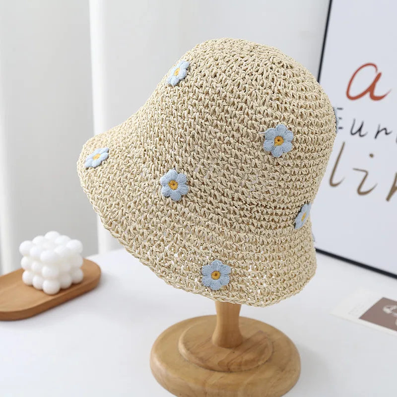 women's lady flower big eaves bucket hat