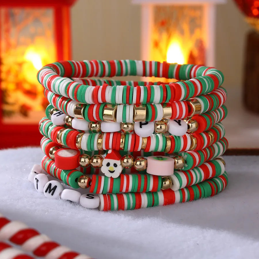 Sweet Christmas Tree Santa Claus Letter soft clay Beaded Bracelets Christmas Wholesale
