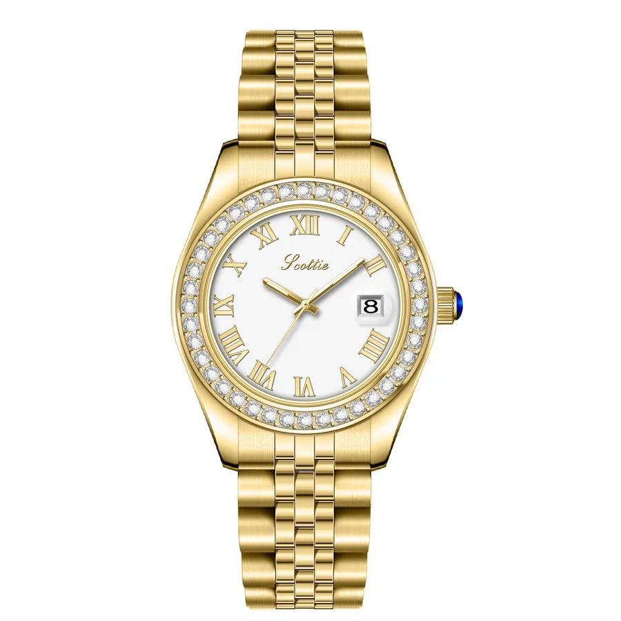 Retro Classic Style Solid Color Butterfly Double Snap Quartz Watch Women's Watches