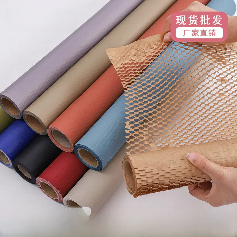 Trendy Honeycomb Paper Mesh Flower Bouquet Artistic Packaging Material Fresh Flowers Gift Wrapping Wholesale Handmade Craft Supplies