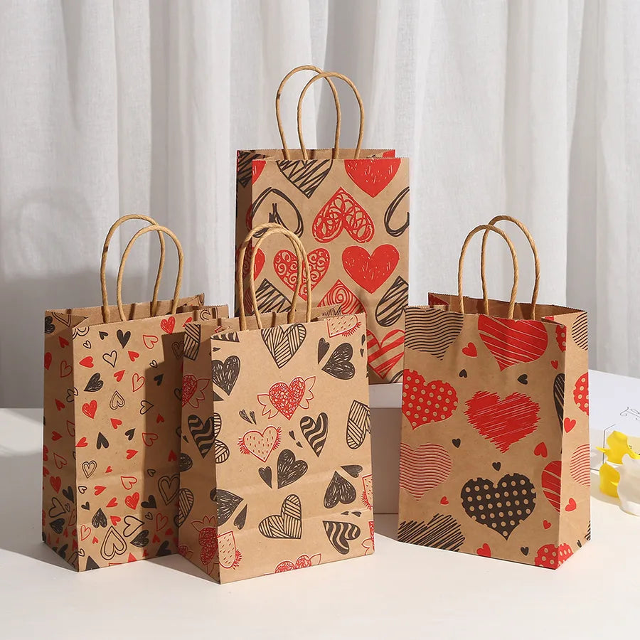 valentine's day casual cartoon brown paper party gift bags