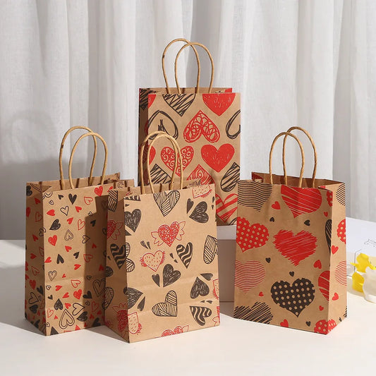 valentine's day casual cartoon brown paper party gift bags