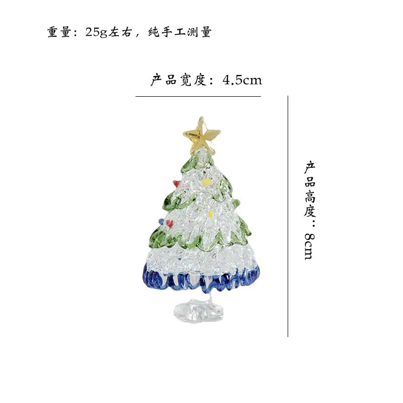 Zibo Lushila Glass Frosted Christmas Tree Craftwork Decorations Home Office Desktop Decoration Festive Season Gift