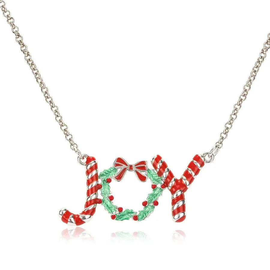 Christmas Eve 3D Letter Oil Drop Necklace Party Colorful Clavicle Chain Reindeer Pendant Alloy Zinc Alloy Unisex Necklace