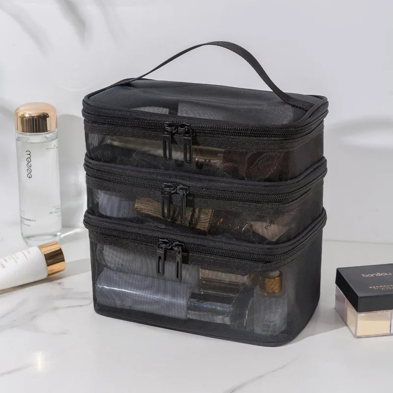 grid visual large multi-functional travel cosmetic storage bag