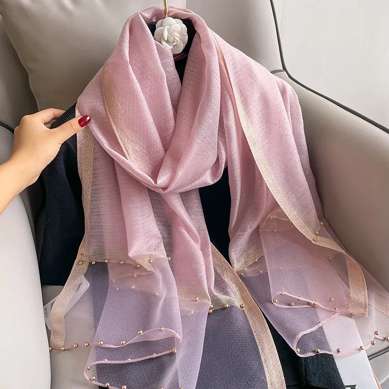 women's retro solid color  silk silk scarves