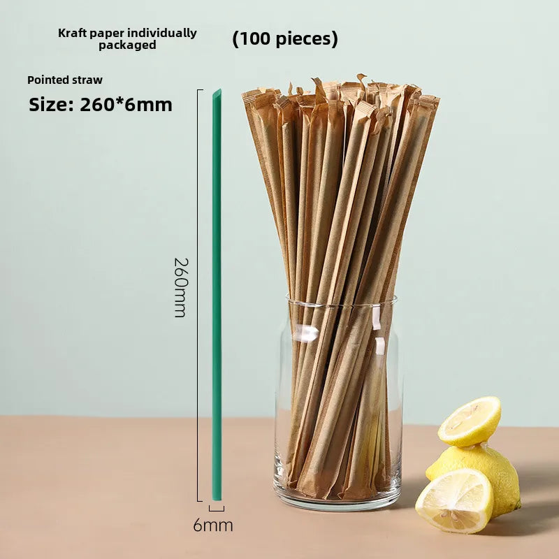 Disposable straw thick separate packaging commercial food grade plastic green hot drink pearl milk tea coffee special thin