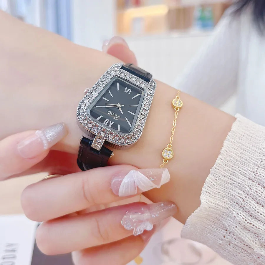 Casual Simple Style Solid Color Buckle Quartz Watch