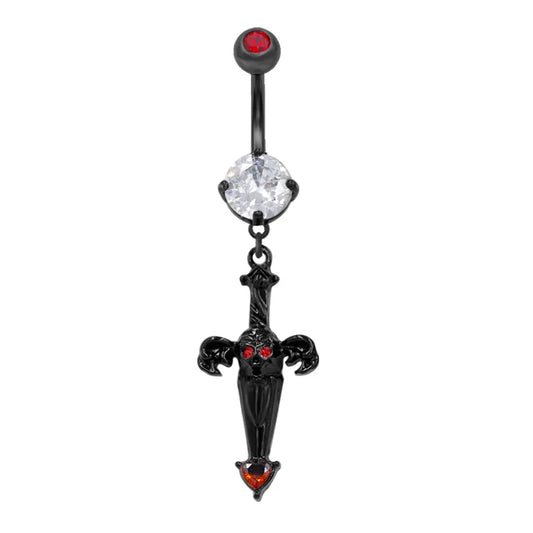 1 Piece Belly Rings Hip-Hop Rock Punk Animal Heart Shape Wings Alloy Plating Rhinestones Zircon Black Plated