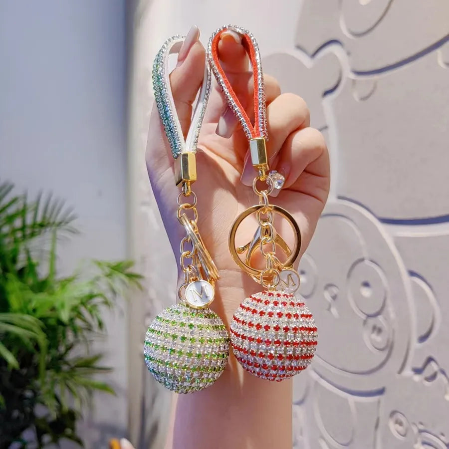 Creative Letter Crystal Ball Keychain Luxury Car Keyring Elegant Bag Charm Christmas Valentine's Day New Year Gift