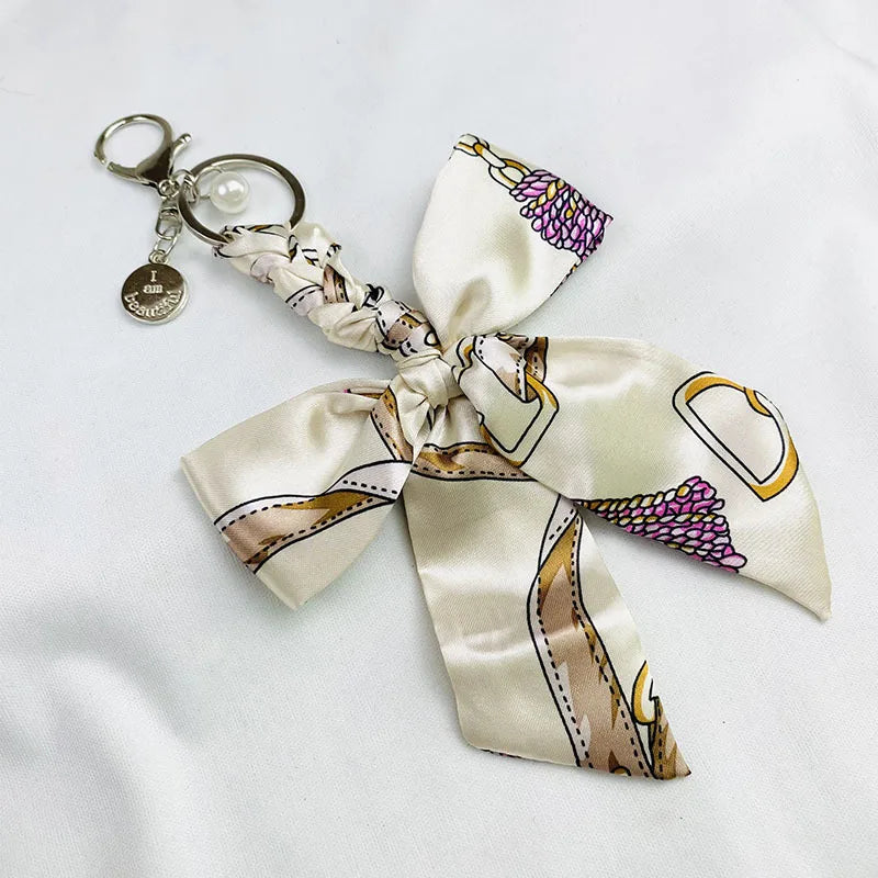 Sweet Simple Style Bow Knot Cloth Metal Unisex Bag Pendant Keychain