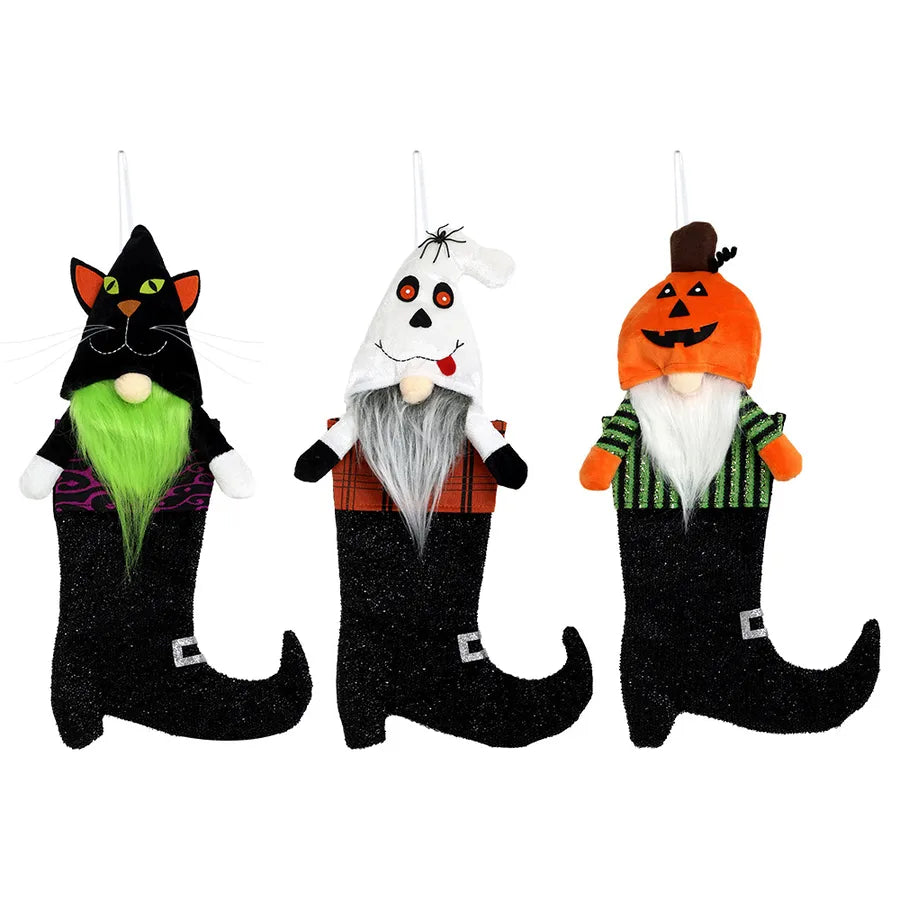 Large Size Halloween Decorations Black Cat Pumpkin Ghost Style High Heel Boot Socks Home Decoration Hanging Ornaments Polyester
