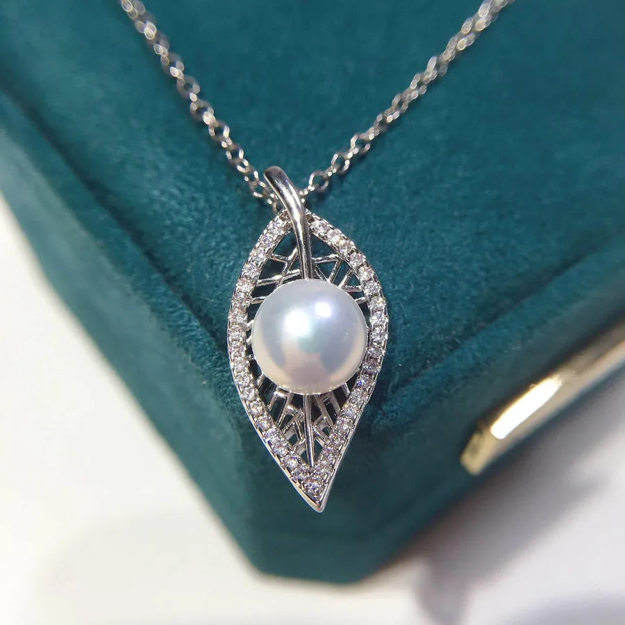 Natural freshwater pearl necklace copper plated gold leaf pearl pendant new boutique craft gift live wholesale