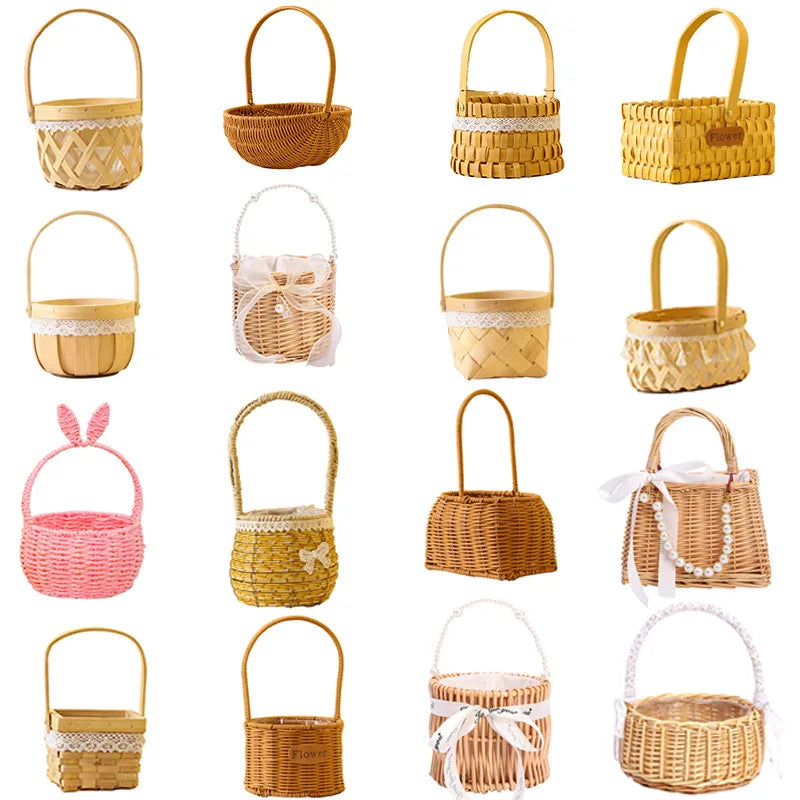 Pastoral Geometric bamboo wisteria Storage Basket