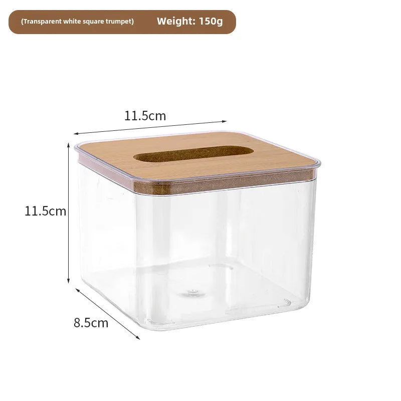 Composite board cover Nordic simple creative tissue box household living room coffee table tissue box transparent dining room tissue box