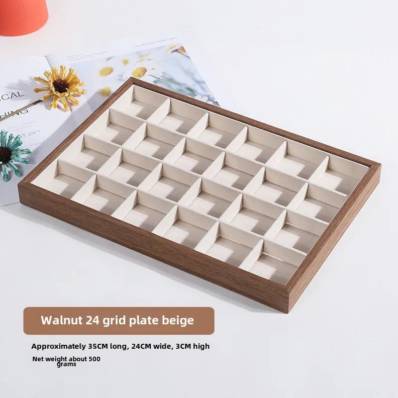 Walnut wood grain jewelry storage box ring tray stud earrings necklace watch tray jewelry bracelet display