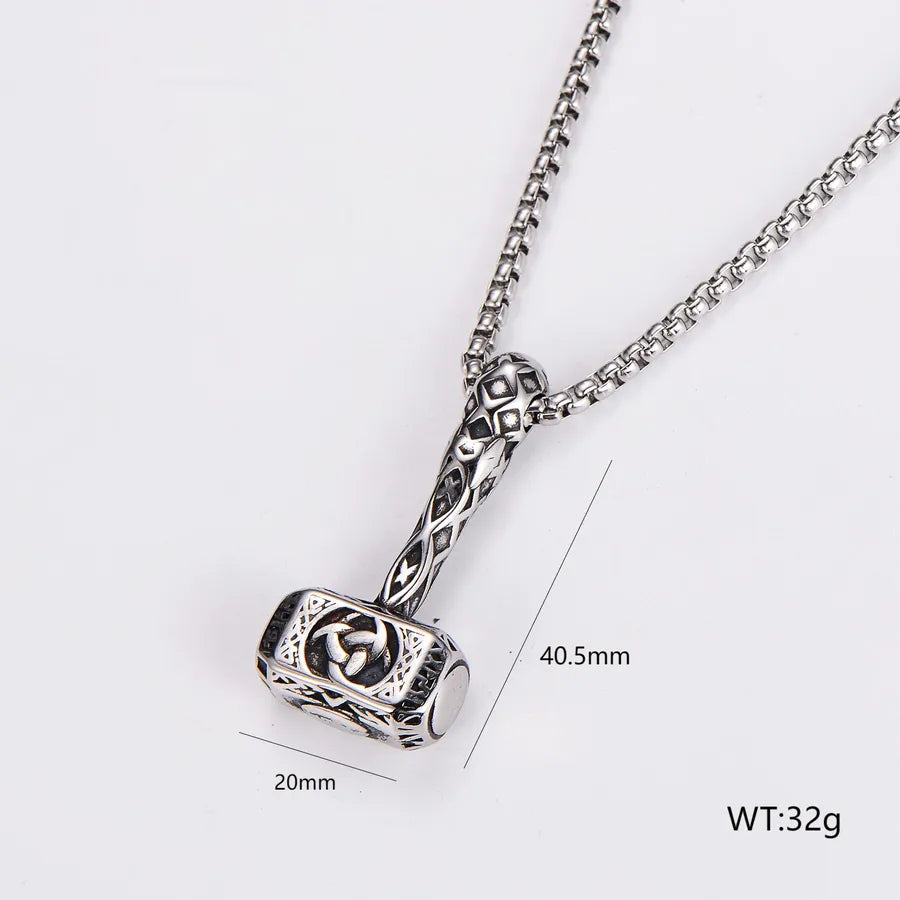 Wholesale Jewelry Hip-Hop Vintage Style Round 304 Stainless Steel Pendant Necklace box chain