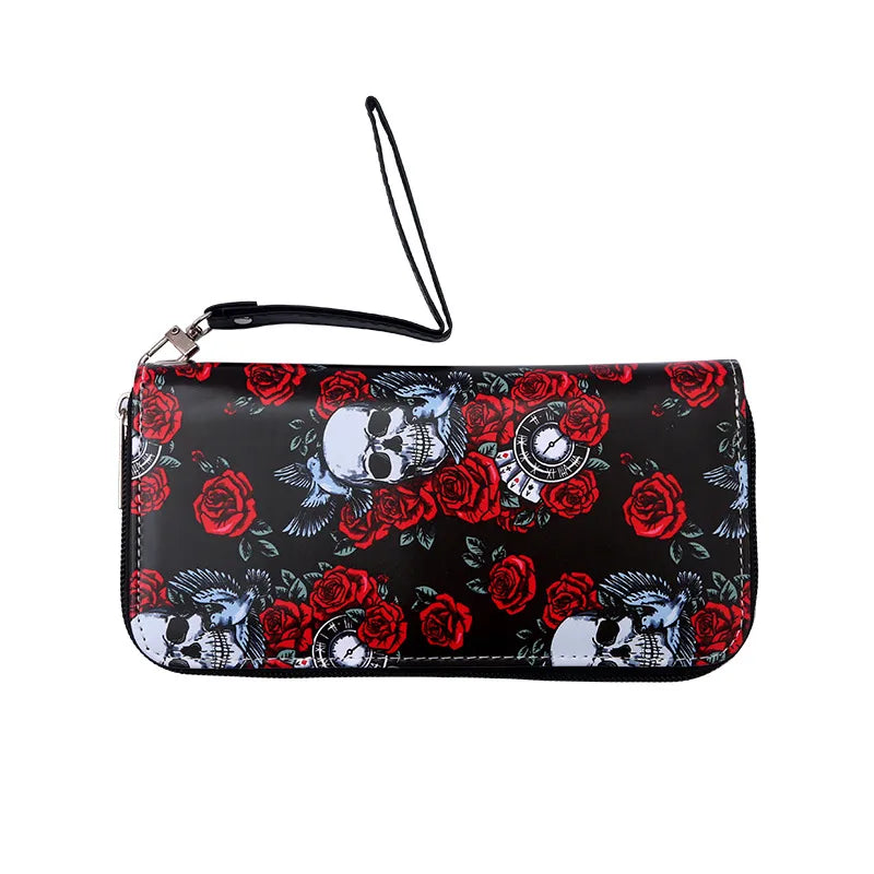 Unisex Skull PU Leather Zipper Wallets