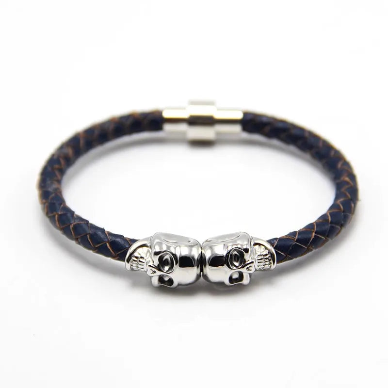 Punk Skull Leather Copper Halloween Men's Bangle