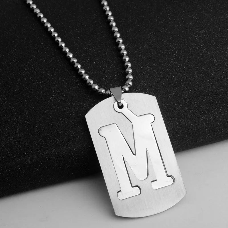 Hip-Hop Simple Style Letter 304 Stainless Steel Hollow Out Men's Pendant Necklace