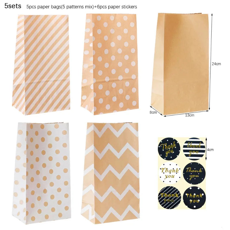 Simple Style Stripe Polka Dots Kraft Paper Daily Party Supplies Gift Wrapping Supplies 1 Set