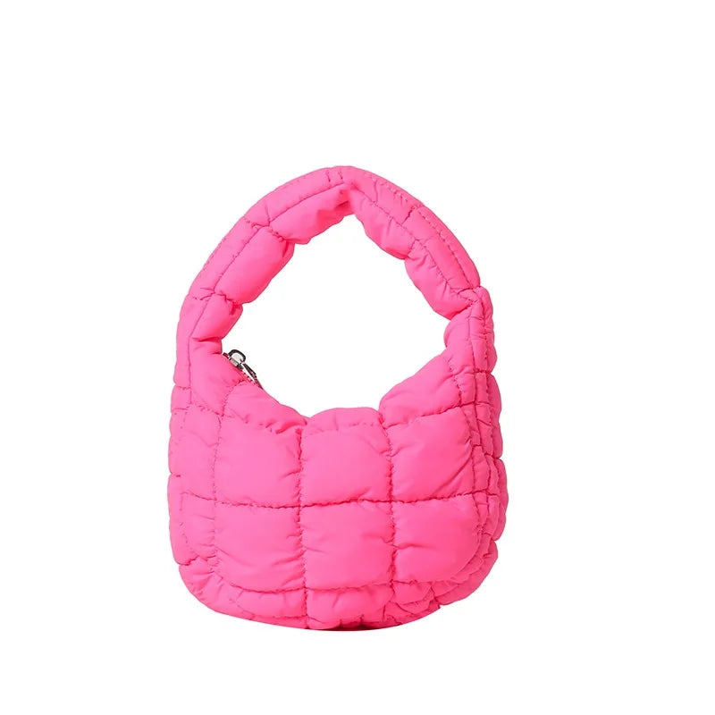 Pleated Plaid Cloud Bag Underarm Bag  New down Cotton Jacket Western Style Fashion Mini Handbag