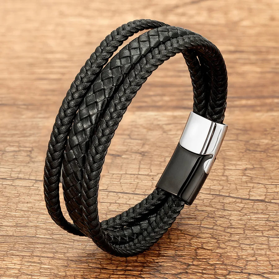 punk simple style geometric color block metal handmade metal button men's bracelets