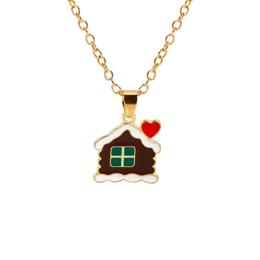 Christmas Themed Alloy Pendant Necklace With Bell Snowflake Design Geometric Pattern For Men And Women Christmas Tree Santa Claus Deer Stick