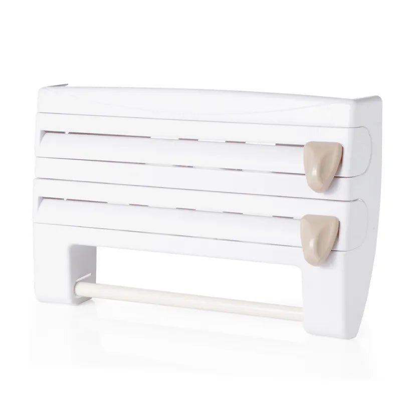 Multifunctional Plastic Wrap Cutter Wall Hanging Kitchen Towel Rack Slip Knife Type Tin Foil Cutter Box Storage Rack