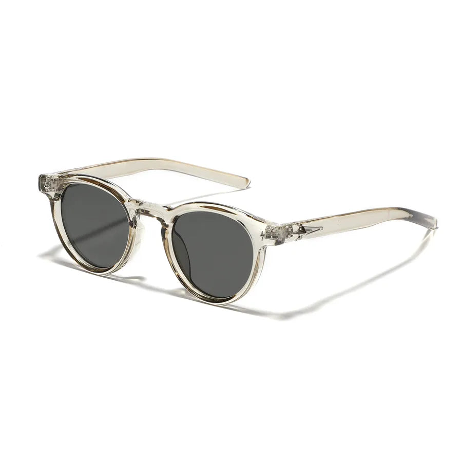 classic style solid color ac round frame full frame men's sunglasses