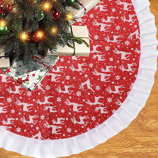 Christmas Decorative Mini Golden Snowflake Atmosphere Carpet Christmas Tree Skirt Base Party Decoration Festive Cartoon Style