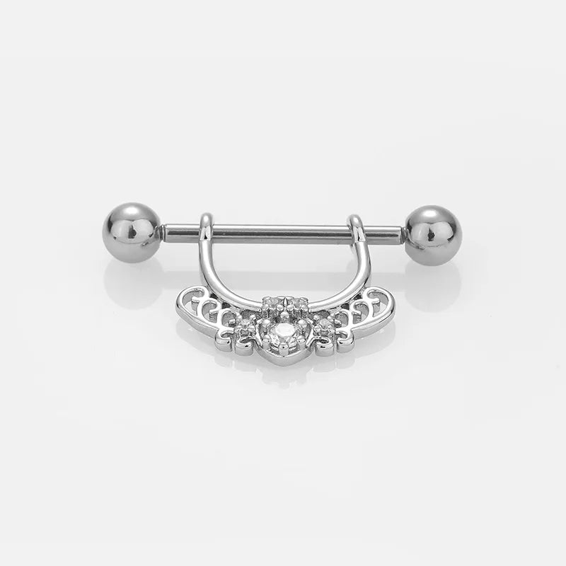 1 Piece Nipple Rings & Studs Sexy Modern Style Star Moon Leaves 316L Stainless Steel  Hollow Out Inlay Zircon 14K Gold Plated Nipple Rings & Studs