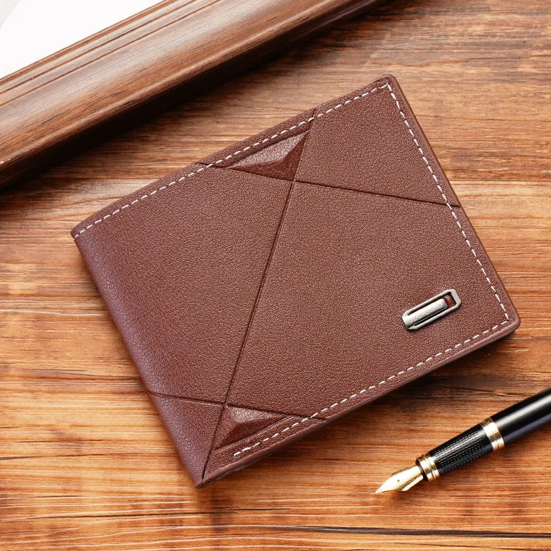 men's solid color pu leather open wallets