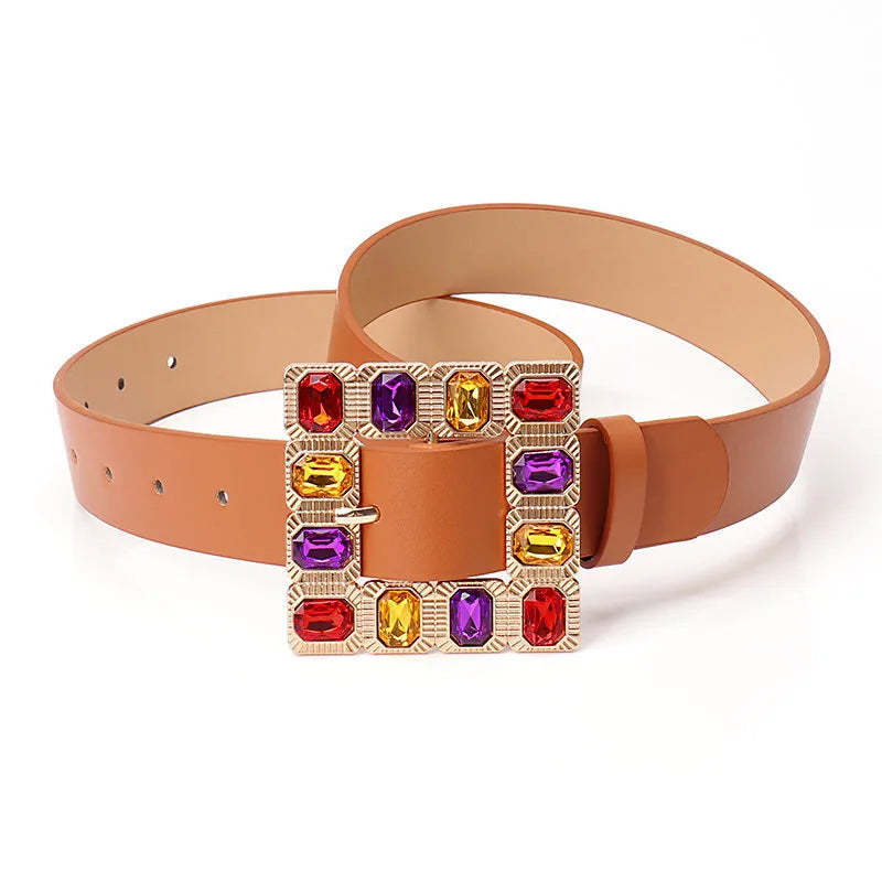 Streetwear Solid Color Imitation Leather Alloy Women's Leather Belts