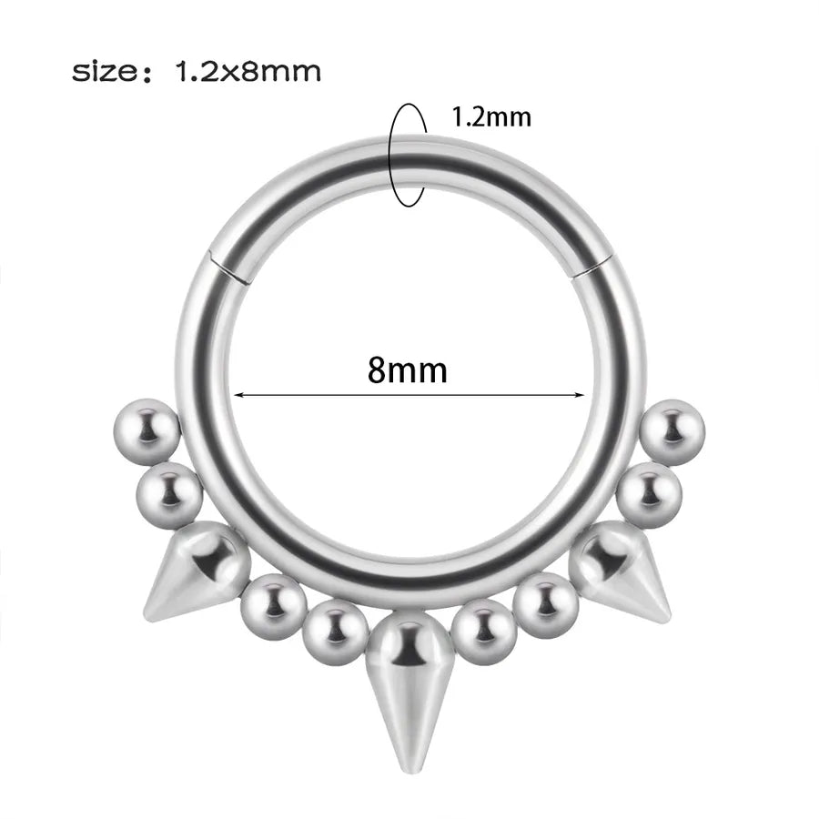 1 Piece Nose Rings & Studs Hip-Hop Round 304 Stainless Steel Rhinestone Copper Plating Rhinestones Zircon