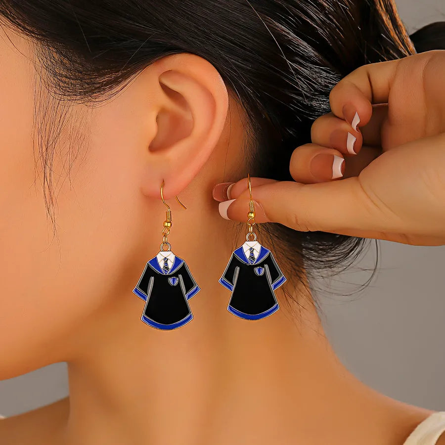 Fashionable Red Blue Green Drop Oil Ear Hooks Alloy Jewelry Earrings New Arrival Street Style Weekend Travel Graduation Stage