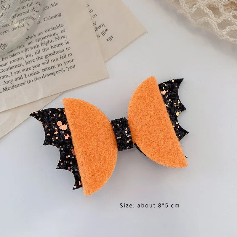 exaggerated funny halloween pattern pumpkin bow knot alloy cloth hair clip