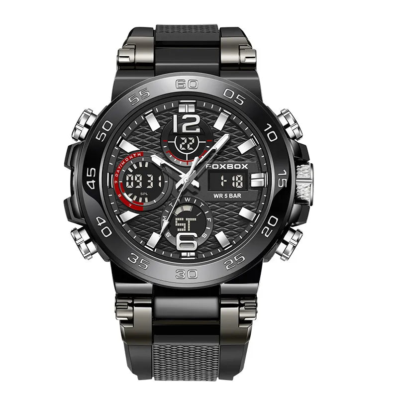 new fashion multi-functional sports waterproof quartz double display calendar electric watch men's FOXBOX
