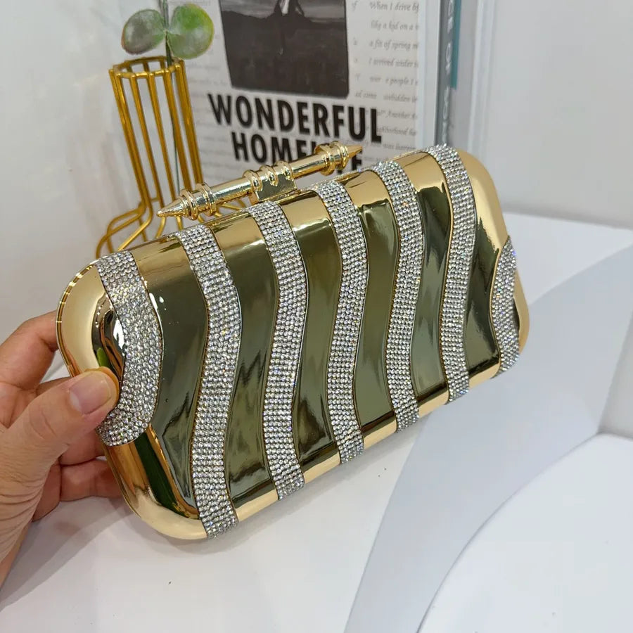 Striped Sequin Acrylic Bag Dinner Bag Fashionable Sequins Clutch Cheongsam Formal Dress Evening Bag
