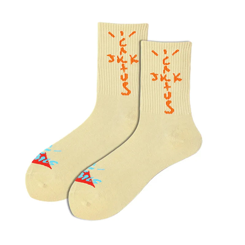 unisex casual letter cotton crew socks a pair
