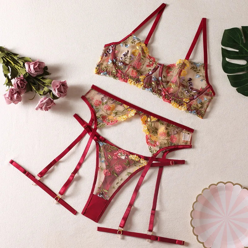 flower lace bras sexy thong sexy lingerie