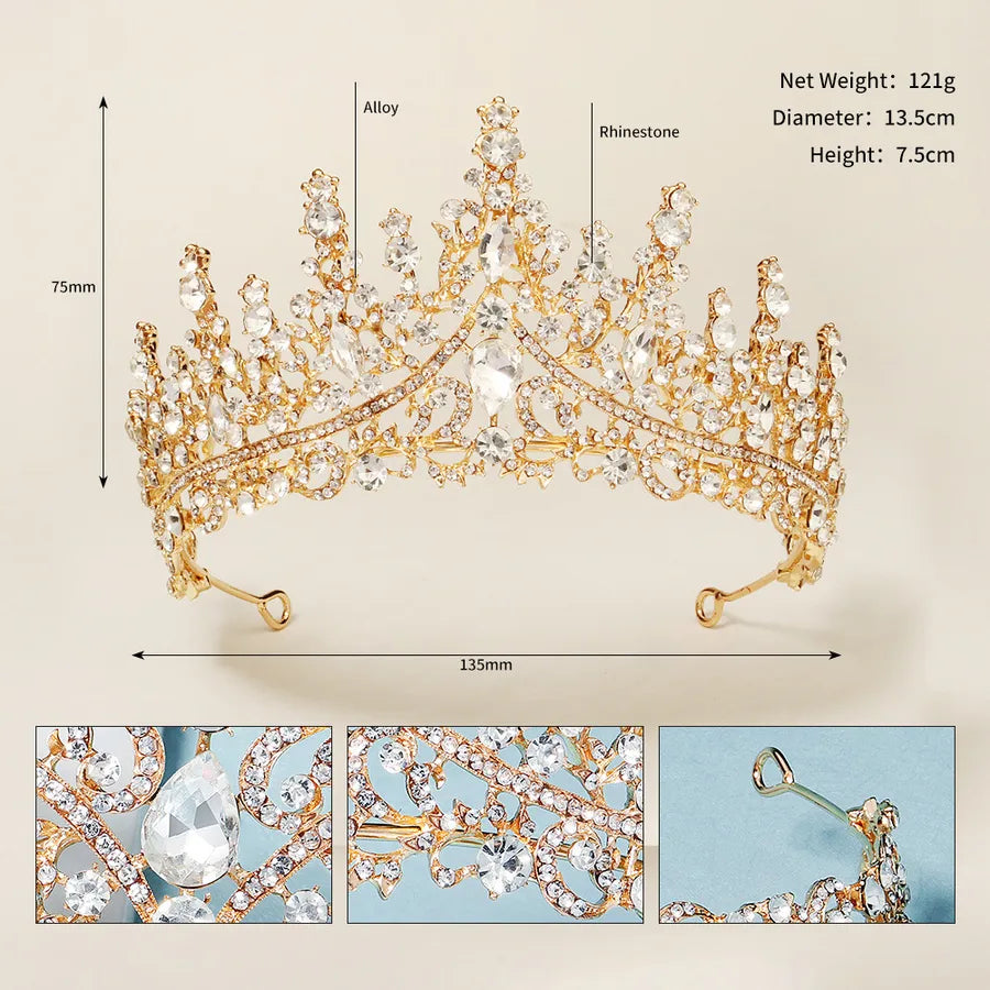 new retro luxury full diamond alloy crown wedding dress wholesale nihaodropshipping