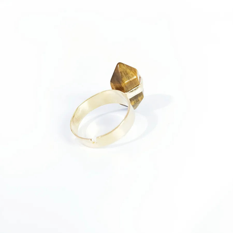 simple style oval crystal patchwork open ring 1 piece