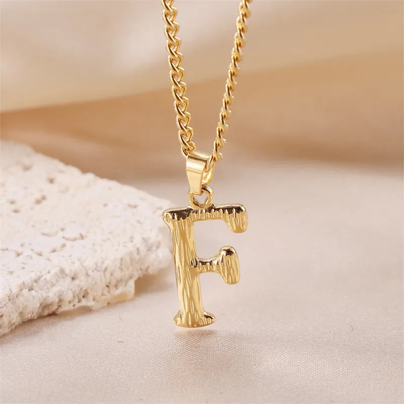 Wholesale Jewelry Sweet Simple Style Artistic Letter 201 Stainless Steel 304 Stainless Steel 18K Gold Plated Plating Pendant Necklace