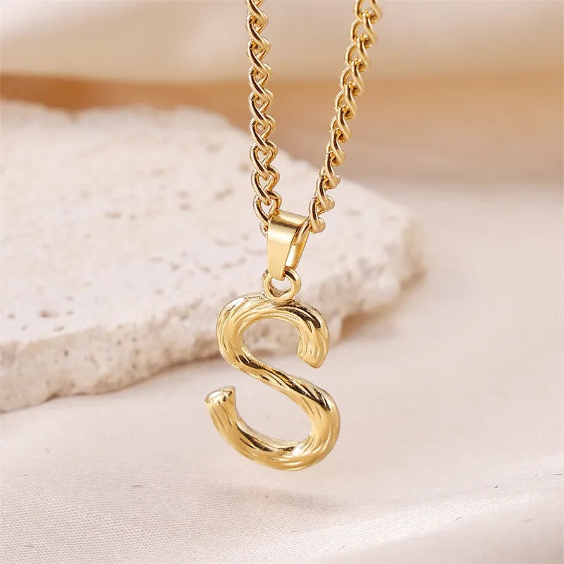 Wholesale Jewelry Sweet Simple Style Artistic Letter 201 Stainless Steel 304 Stainless Steel 18K Gold Plated Plating Pendant Necklace
