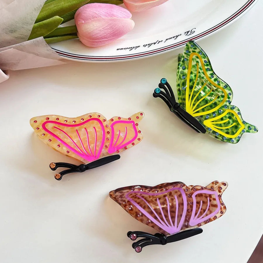 Cute Lady Women's Butterfly Acetic acid sheets Hair Claws